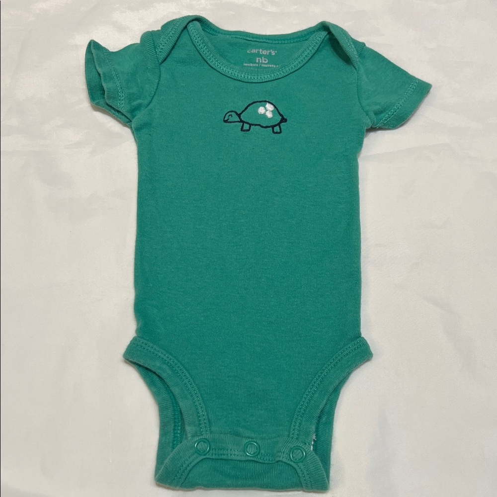 “Bundle 10/$13” Carter's newborn Teal Turtle boy short sleeve Bodysuit